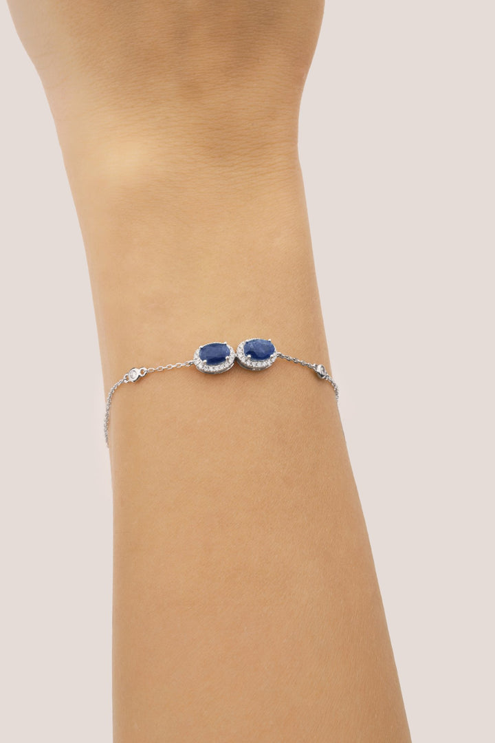 Diana Oval Double Diamond Bracelet - Sapphire