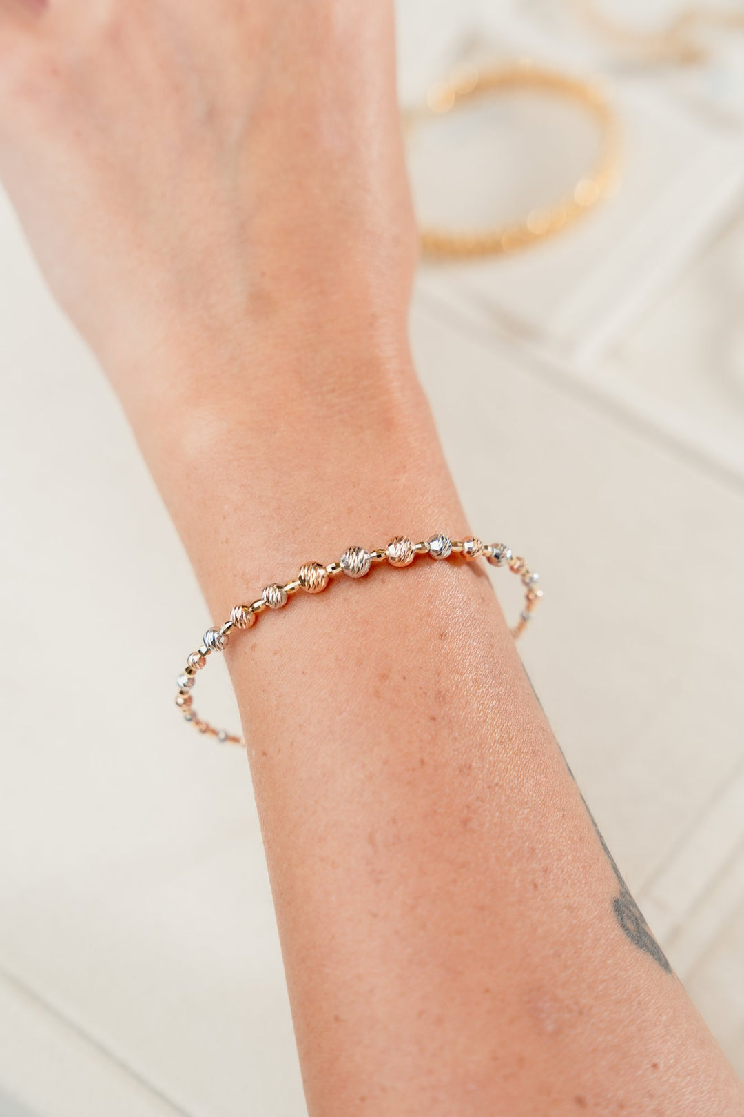 Iris Mix Beads Gold Bangle