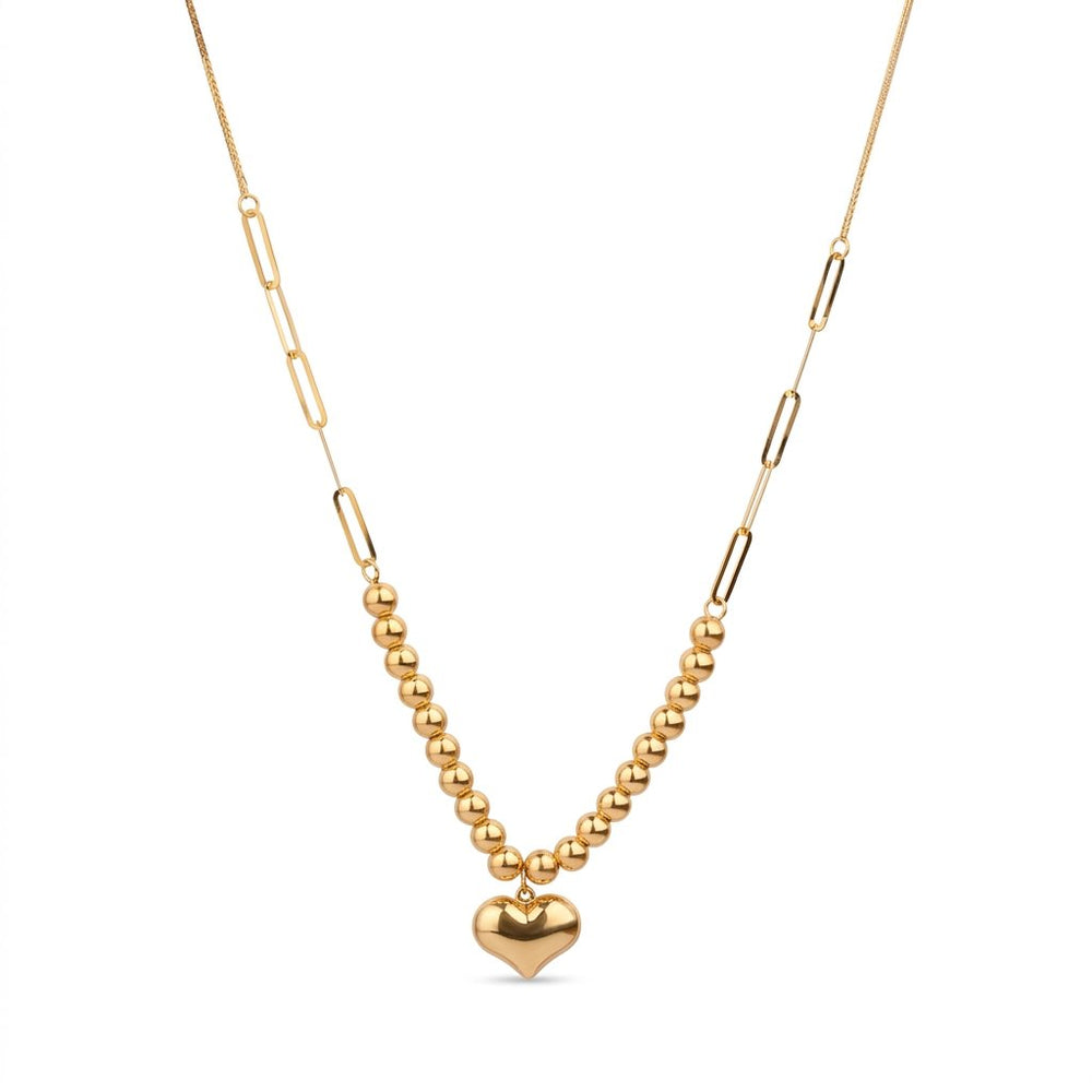 Iris Beaded Heart Gold Necklace
