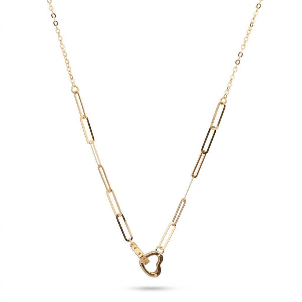 Iris Double Heart Link Chain Gold Necklace