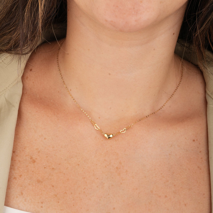 Iris Linked Hearts Gold Necklace