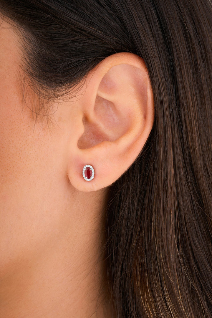 Diana Oval Diamond Earring - Ruby
