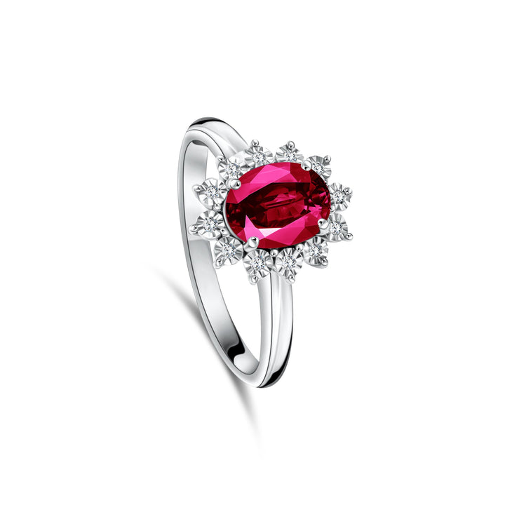 Diana Flower Diamond Ring - Ruby