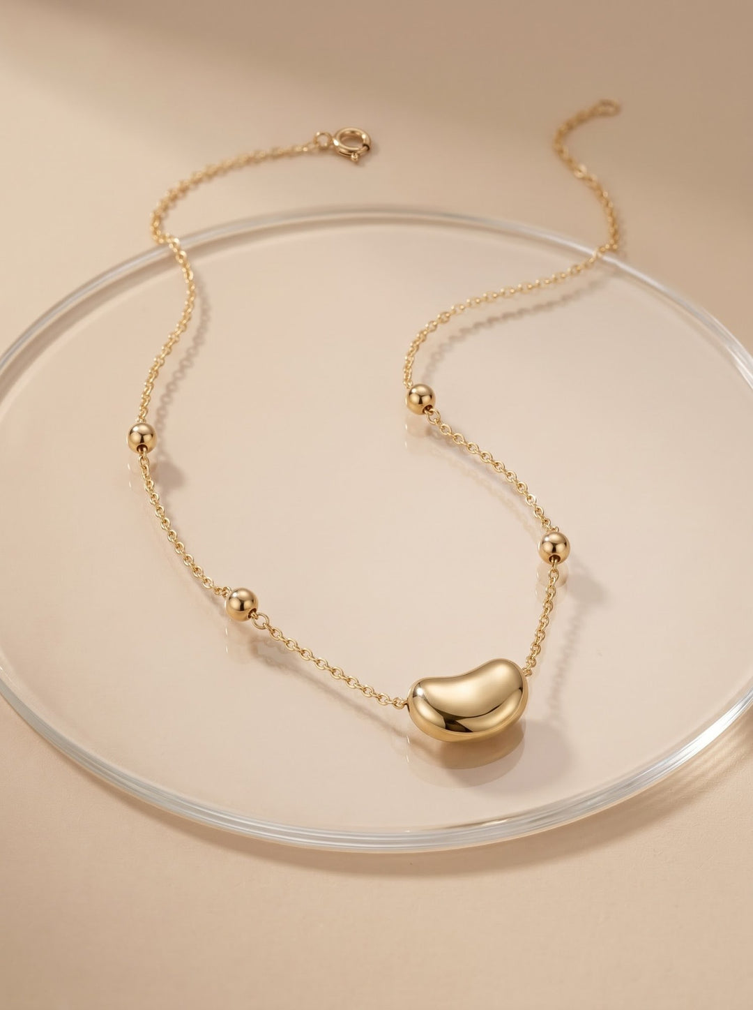 Iris Big Heart With Beads Gold Necklace