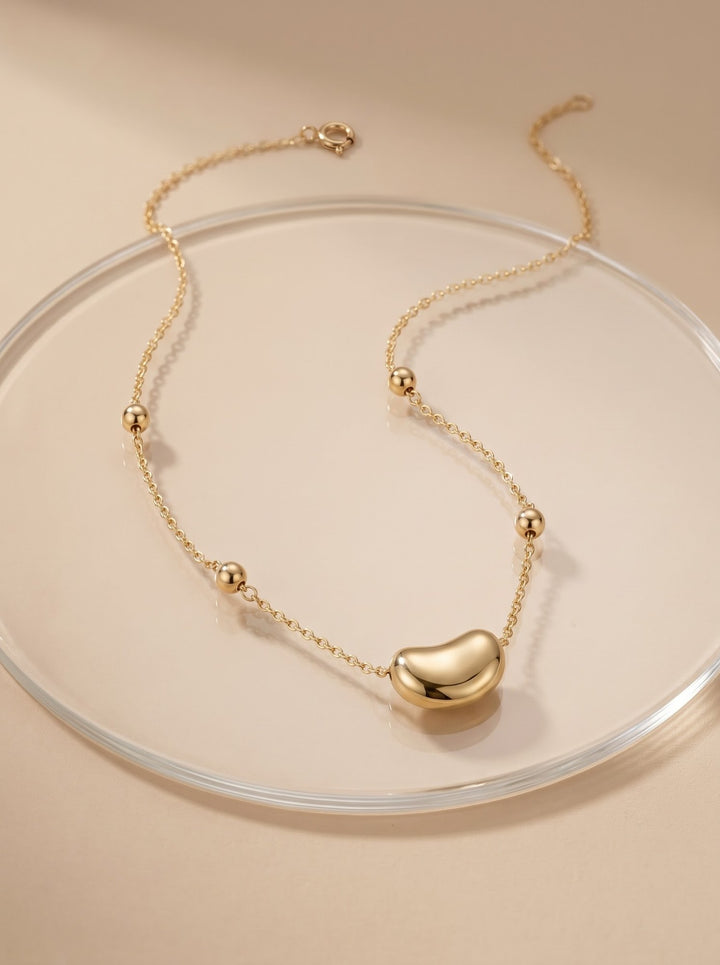 Iris Big Heart With Beads Gold Necklace