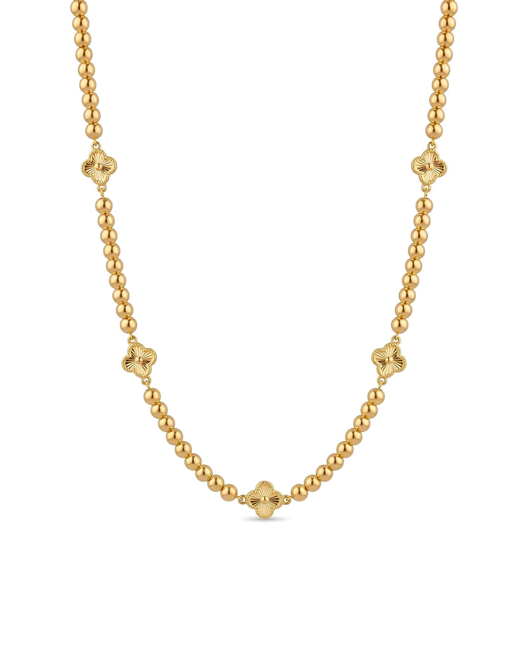 Iris Circle With Clovers Necklace