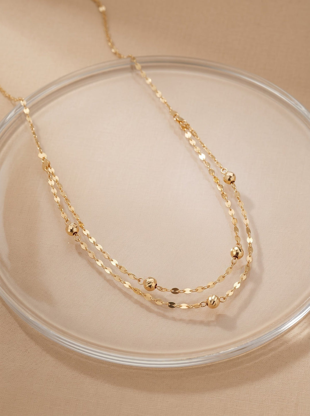 Iris Double Layers Lip Chain Gold Necklace