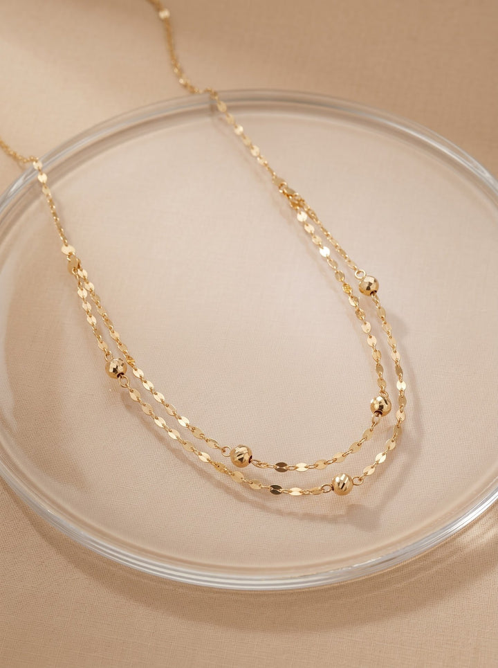 Iris Double Layers Lip Chain Gold Necklace
