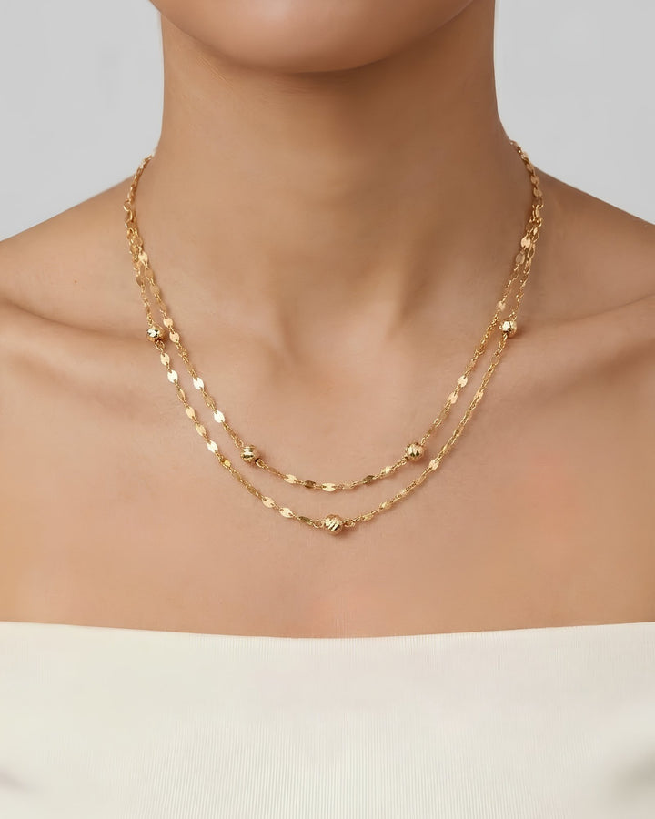 Iris Double Layers Lip Chain Gold Necklace