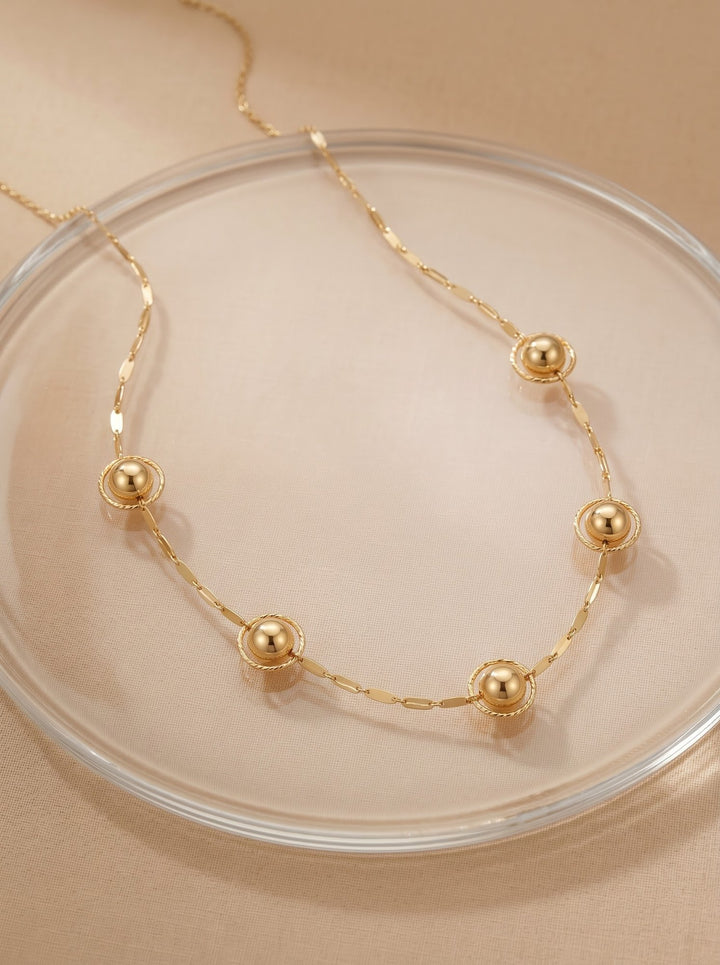 Iris Five Big Balls Gold Necklace