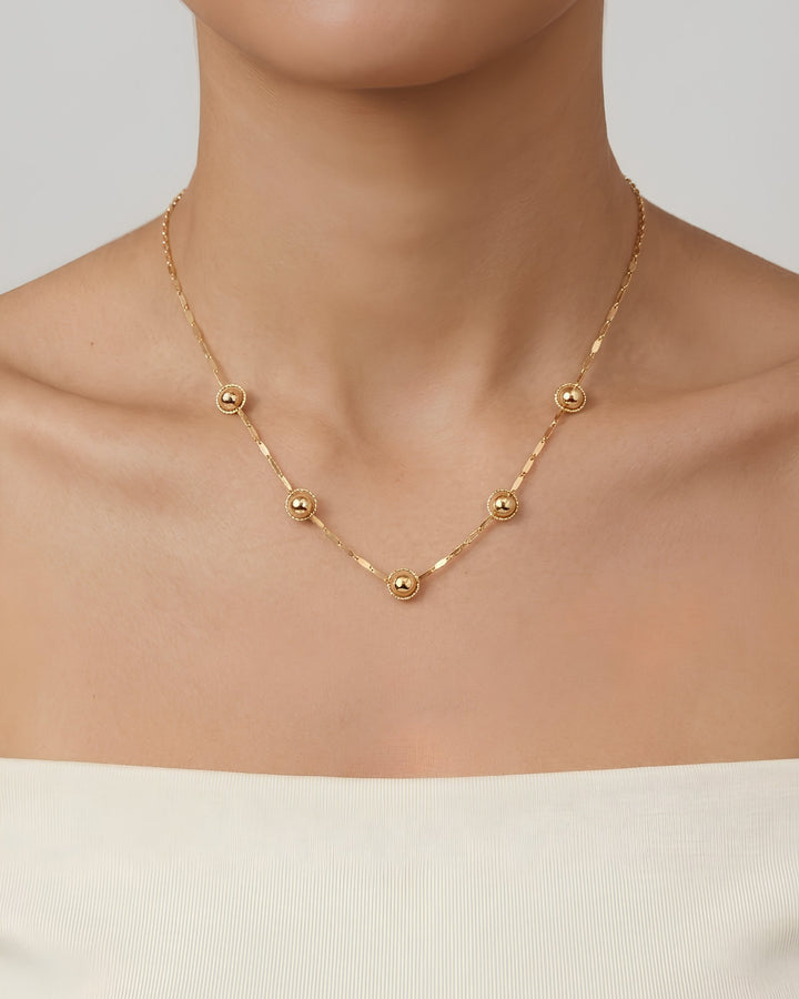 Iris Five Big Balls Gold Necklace