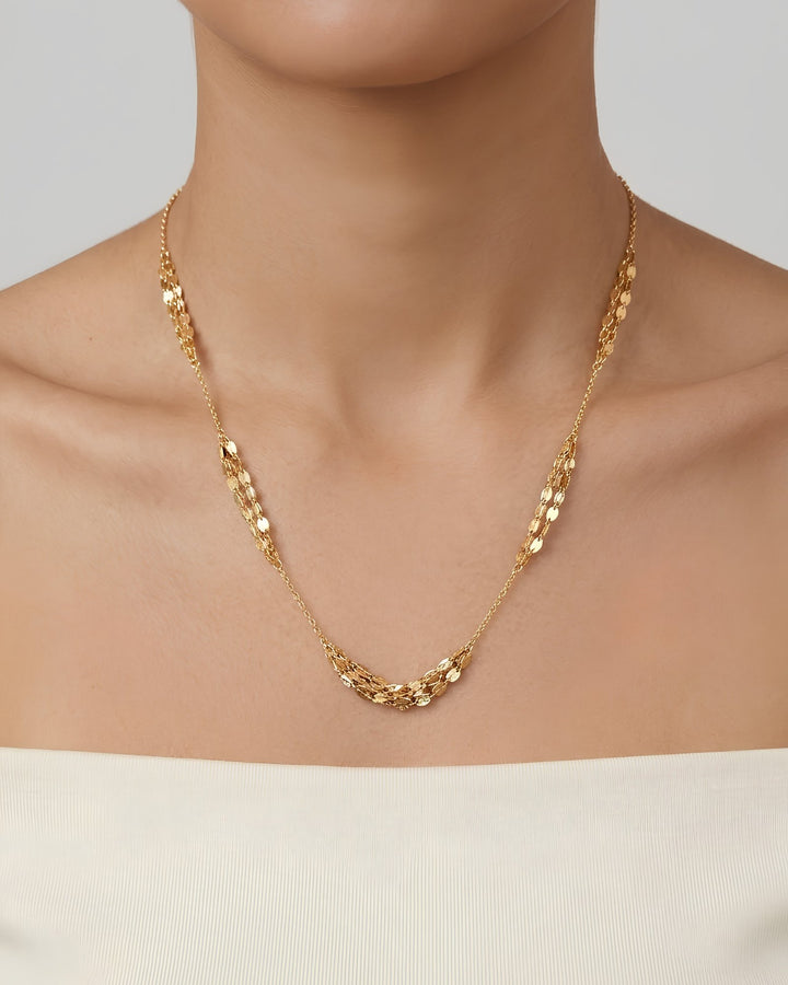 Iris Five Tiny Lip Chain Gold Necklace