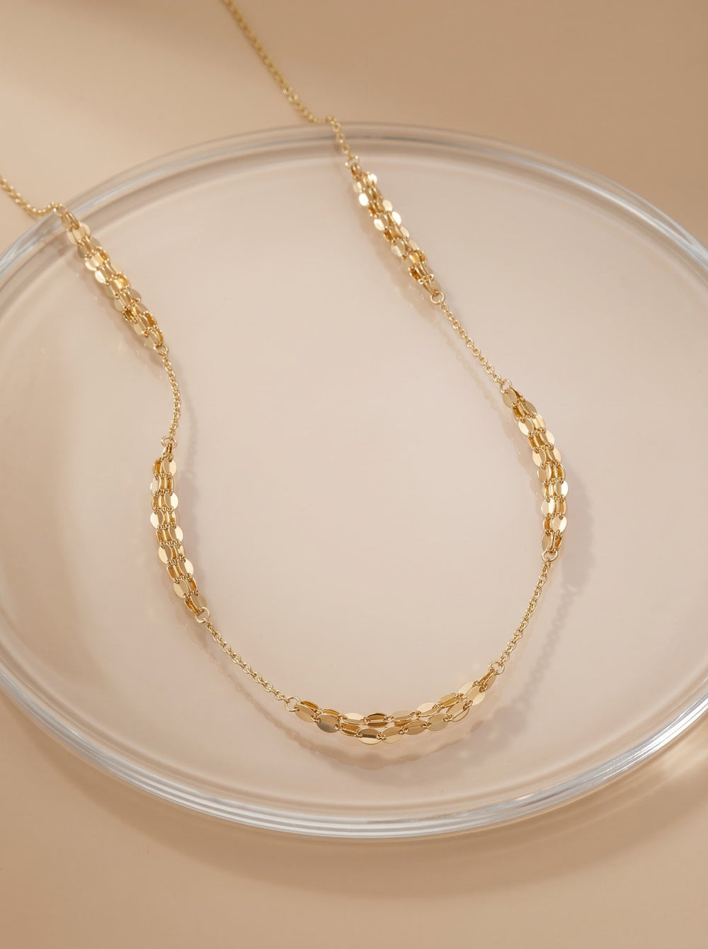 Iris Five Tiny Lip Chain Gold Necklace
