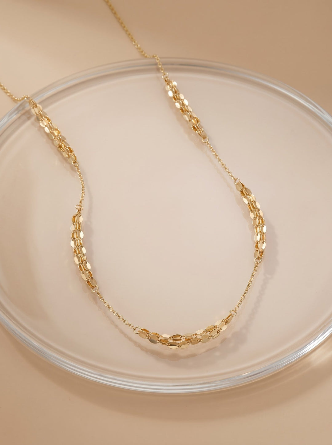 Iris Five Tiny Lip Chain Gold Necklace