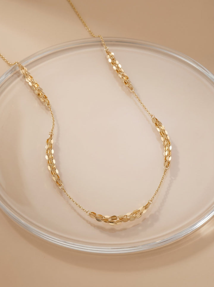 Iris Five Tiny Lip Chain Gold Necklace