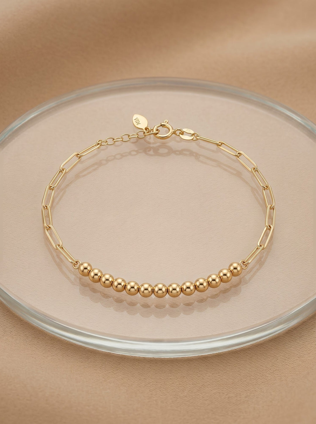 Iris Half Beads Gold Bracelet
