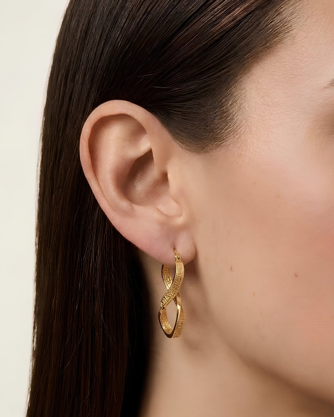 Iris Long Twisted Vintage Gold Earring