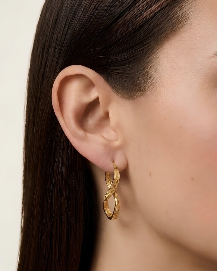 Iris Long Twisted Vintage Gold Earring