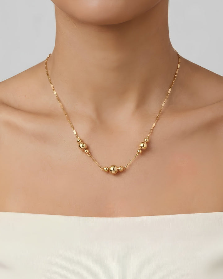 Iris Three Big Balls Gold Necklace