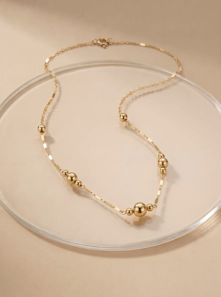 Iris Three Big Balls Gold Necklace