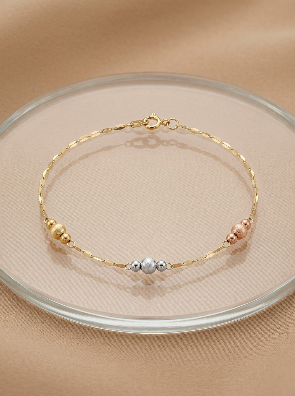 Iris Three Colorful Balls Gold Bracelet