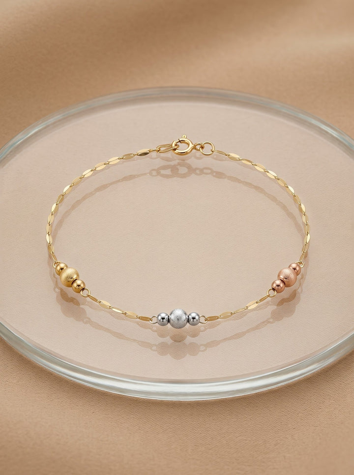 Iris Three Colorful Balls Gold Bracelet