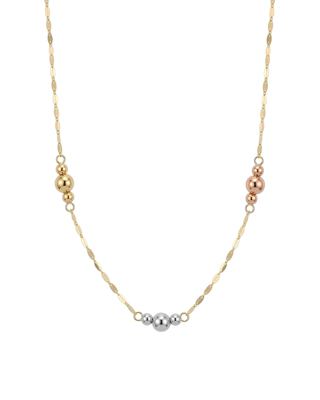 Iris Three Colorful Balls Lip Chain Gold Necklace