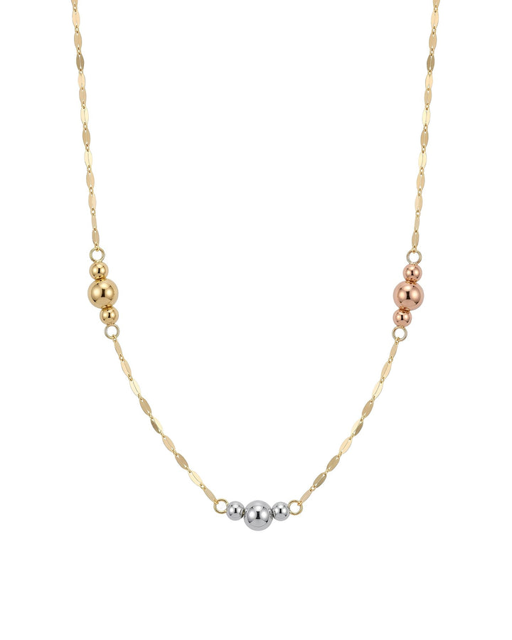 Iris Three Colorful Balls Lip Chain Gold Necklace