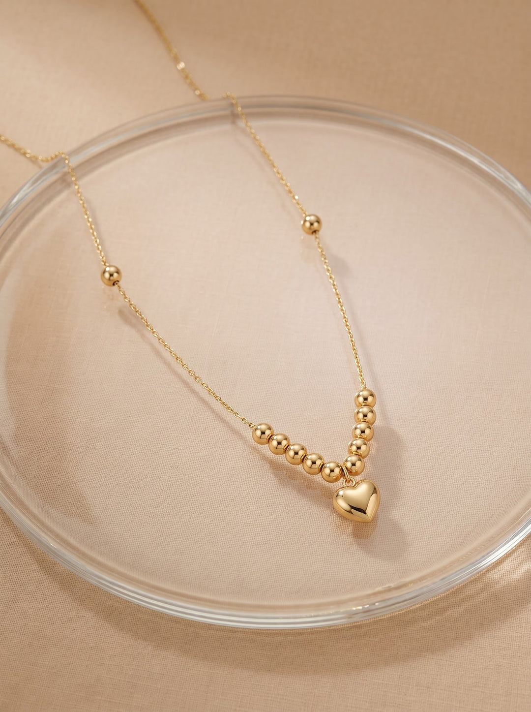 Iris Tiny Heart With Beads Gold Necklace