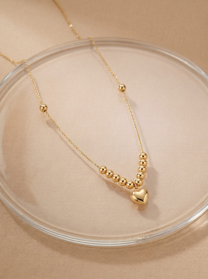 Iris Tiny Heart With Beads Gold Necklace