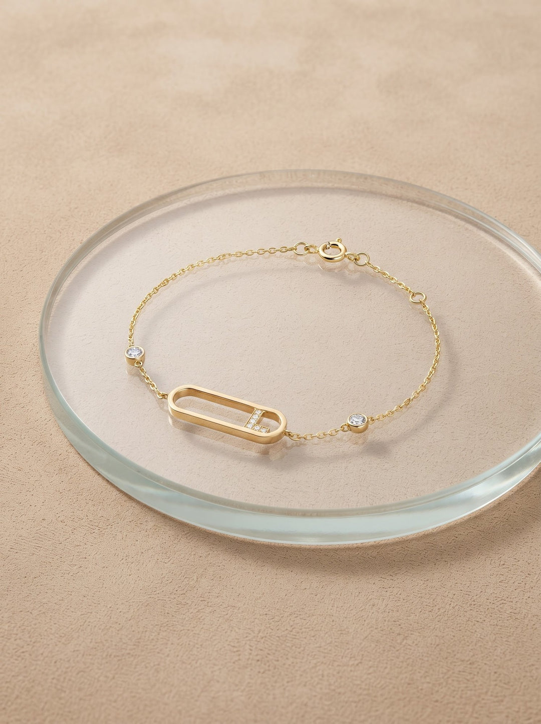 Letter L Diamond Bracelet