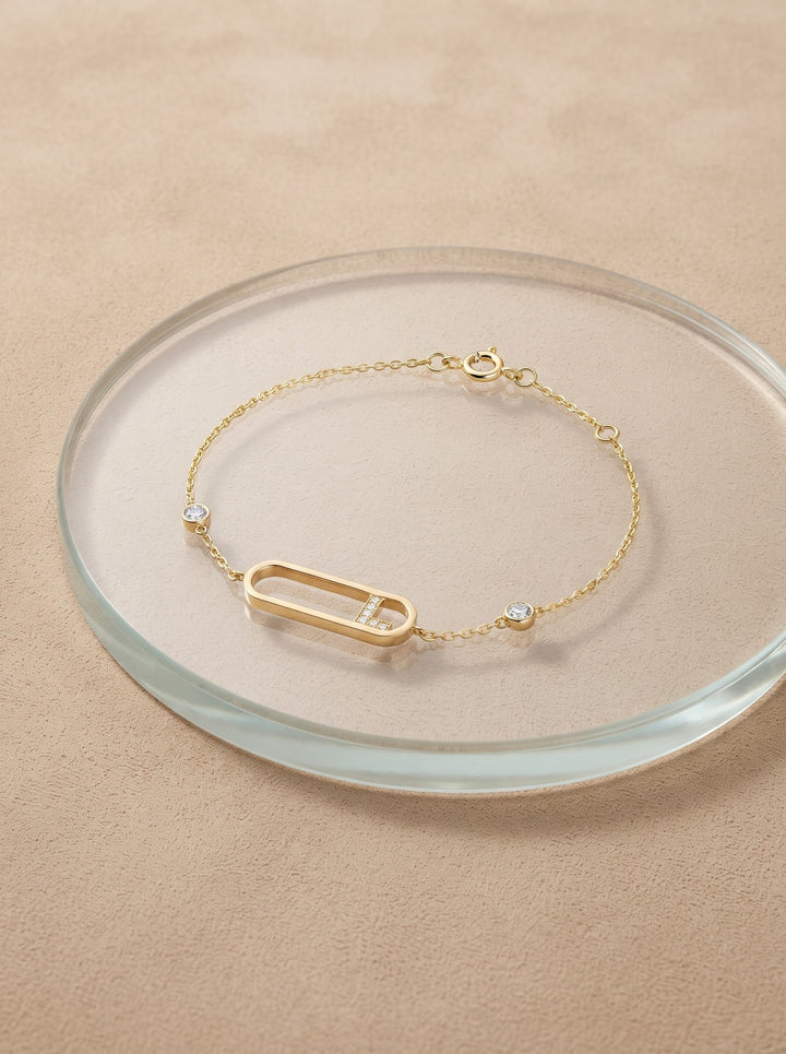 Letter L Diamond Bracelet