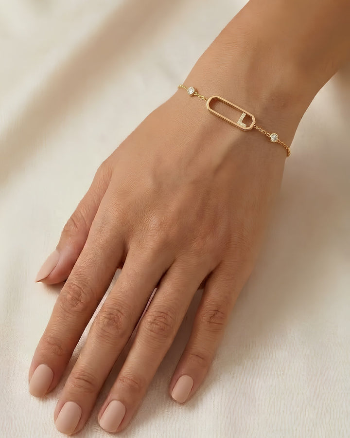 Letter L Diamond Bracelet
